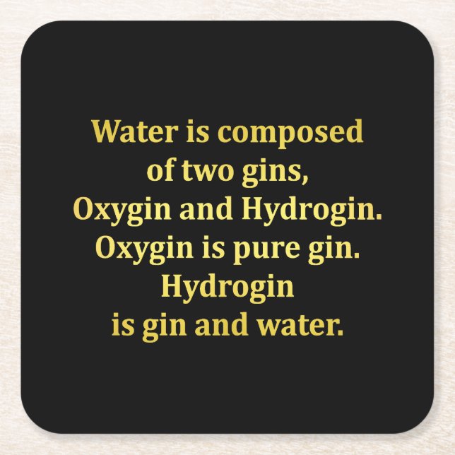 Funny Water und Gin Joke Rechteckiger Pappuntersetzer (Vorderseite)