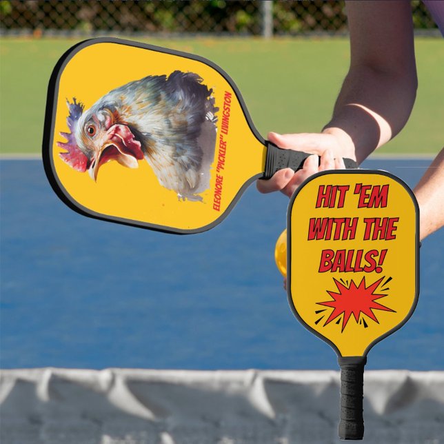 Funny Watercolor Chicken Personalized Pickleball Schläger (Von Creator hochgeladen)