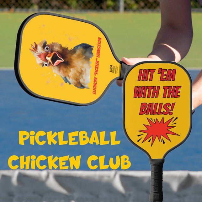 Funny Watercolor Chicken Personalized Pickleball Schläger (Von Creator hochgeladen)