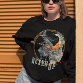 Funny Watercolor Creepy Hexen Broom Halloween Sweatshirt