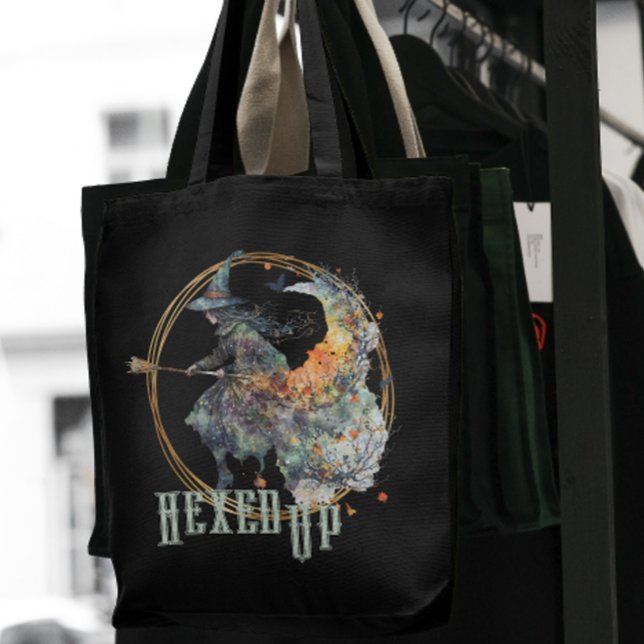 Funny Watercolor Creepy Hexen Broom Halloween Tasche (Von Creator hochgeladen)