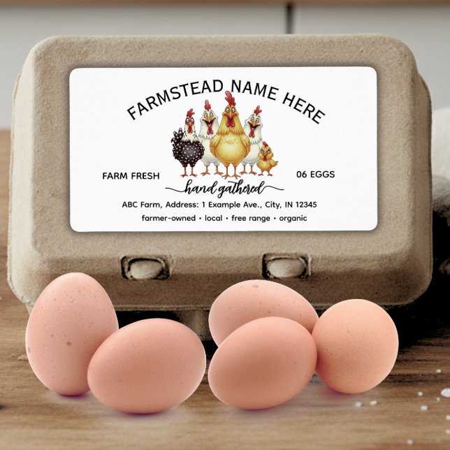 Funny Watercolor Farm Fresh Eggs Carton Label (Von Creator hochgeladen)