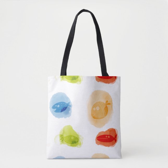 Funny Watercolor Fischen auf weißem Hintergrund Tasche (Vorderseite)