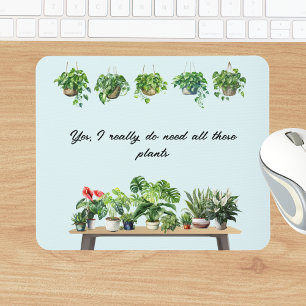 Funny Watercolor Pflanze Lover Houseplant Mousepad