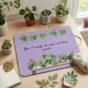 Funny Watercolor Violet Pflanze Lover Houseplant Mousepad