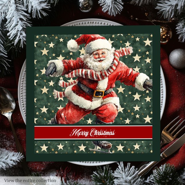 Funny Watercolor Weihnachten Serviette (Funny Watercolor Santa Claus Christmas Napkins)