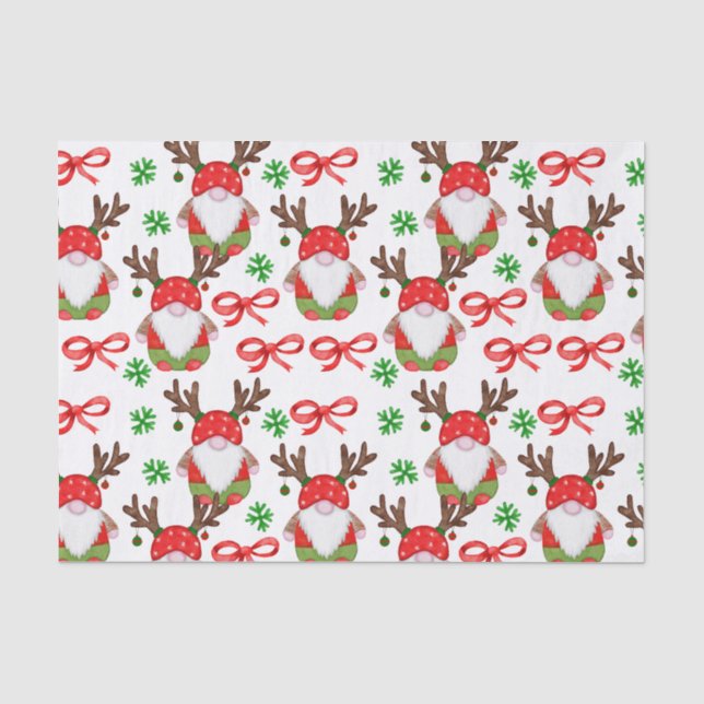 Funny Watercolor Weihnachtsgnomes Seidenpapier (Vorderseite)