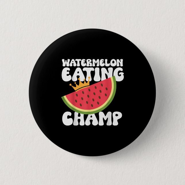 Funny Watermelon Eating Champ Sommer Essen Button (Vorderseite)
