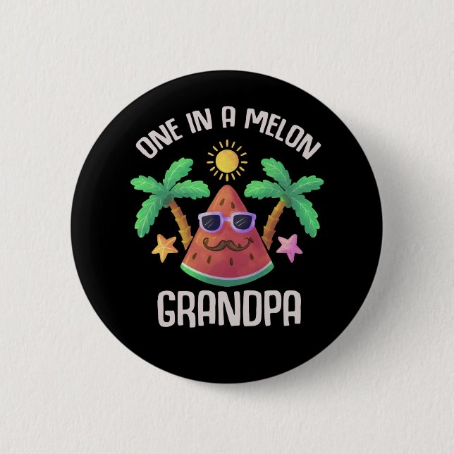 Funny Watermelon Grandpa Melon Großvater Joke Button (Vorderseite)