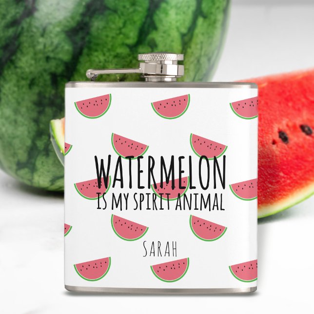 Funny Watermelon ist meine Spirit Animal Summer Fl Flachmann (Feel the chill of your "watermelon juice" wherever you go this summer. Just add your name)