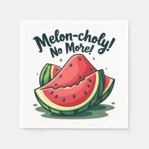 Funny Watermelon Pun "Melon-choly No more" Serviette