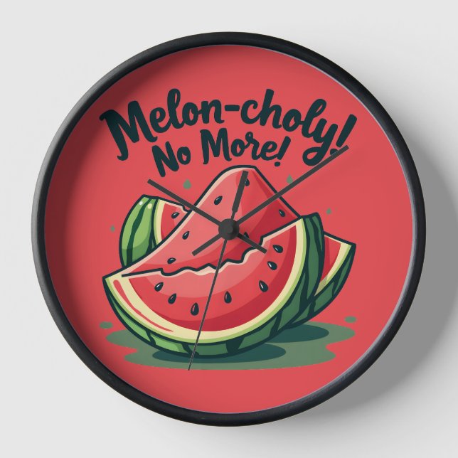 Funny Watermelon Pun "Melon-choly No more" Uhr (Vorderseite)