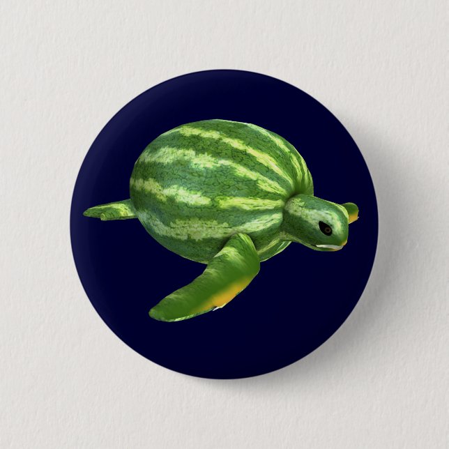 Funny Watermelon Seaturtle Button (Vorderseite)