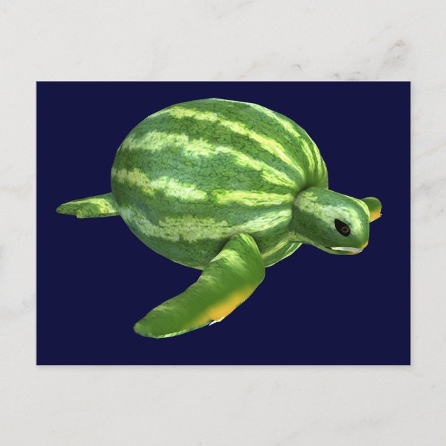 Funny Watermelon Seaturtle Postkarte (Vorderseite)