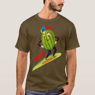 Funny Watermelone Surfen mit Avocado Aufkleber T-Shirt