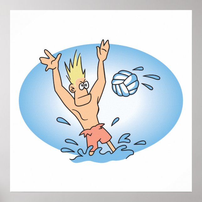 funny waterpolo dude cartoon poster (Vorne)