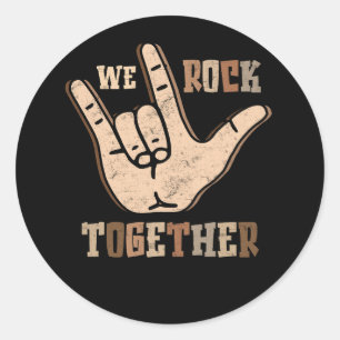 Funny We Rock Together Hands Signage Language Dist Runder Aufkleber