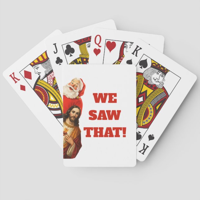 Funny “We Saw That” Santa and Jesus Design Spielkarten (Rückseite)