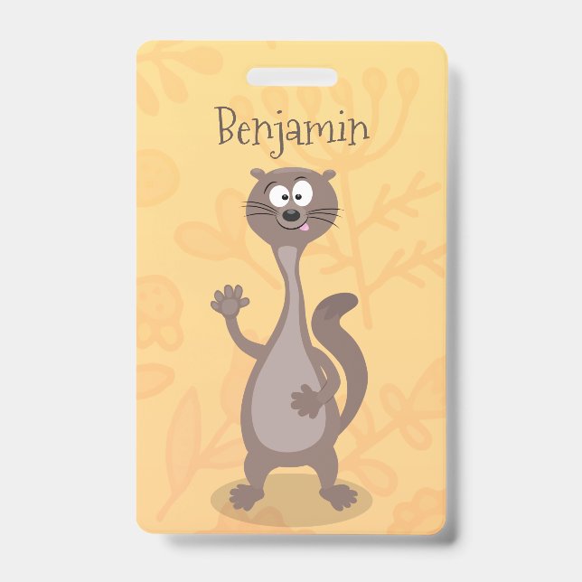 Funny Weasel Cartoon Illustration Ausweis (Vorderseite)