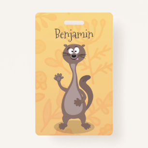 Funny Weasel Cartoon Illustration Ausweis