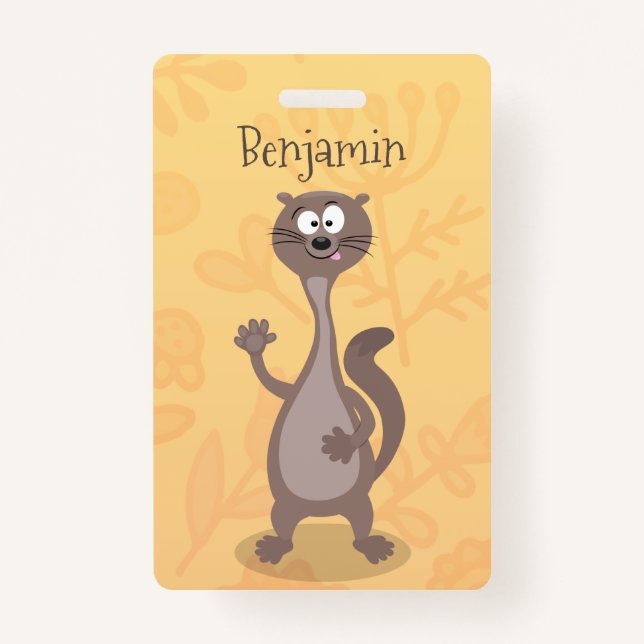 Funny Weasel Cartoon Illustration Ausweis (Vorderseite)