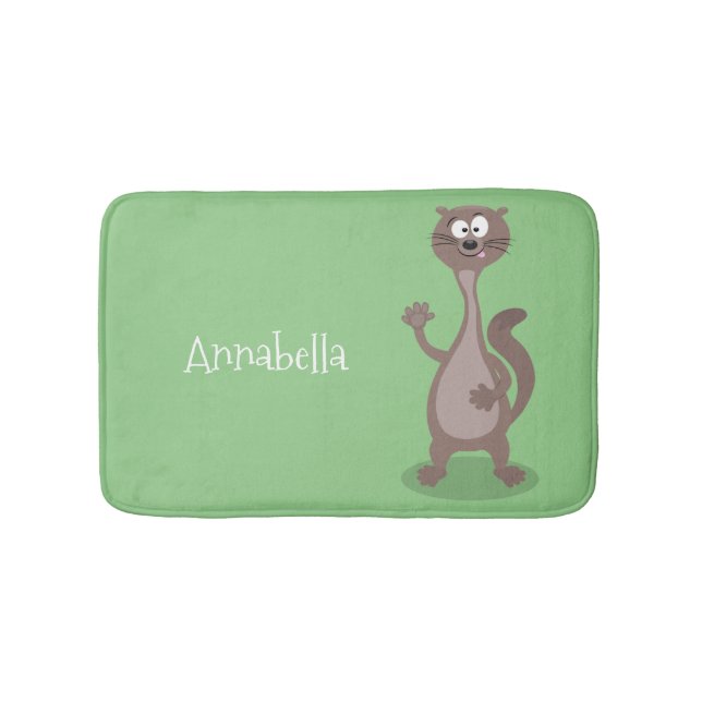 Funny Weasel Cartoon Illustration Badematte (Vorderseite)