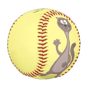 Funny Weasel Cartoon Illustration Baseball