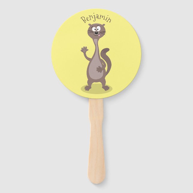 Funny Weasel Cartoon Illustration Fächer (Vorderseite)