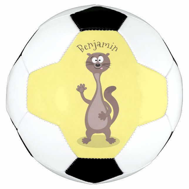 Funny Weasel Cartoon Illustration Fußball (Vorderseite)