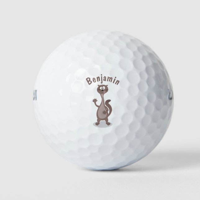 Funny Weasel Cartoon Illustration Golfball (Vorderseite)