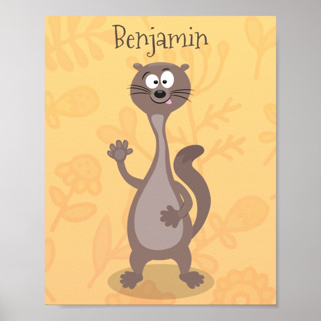 Funny Weasel Cartoon Illustration Poster (Vorne)