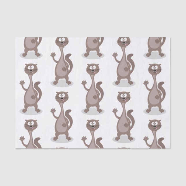 Funny Weasel Cartoon Illustration Seidenpapier (Vorderseite)