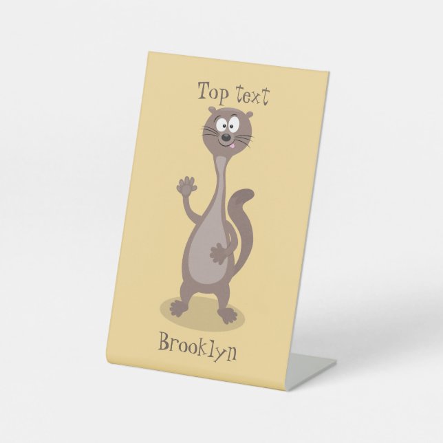Funny Weasel Cartoon Illustration Sockelschild (Vorderseite)