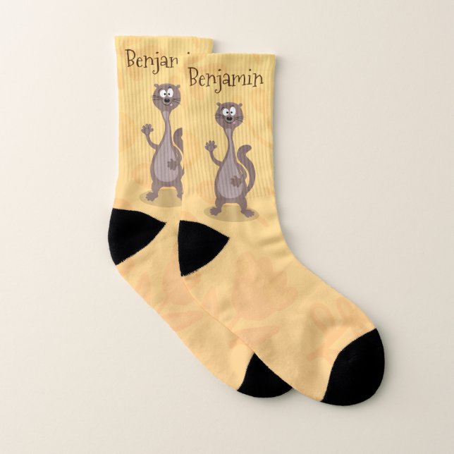 Funny Weasel Cartoon Illustration Socken (Paar)