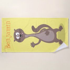 Funny weasel Cartoon Illustration Sprichwort hallo Strandtuch
