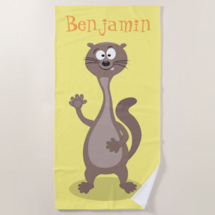 Funny weasel Cartoon Illustration Sprichwort hallo Strandtuch