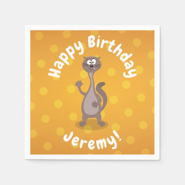 Funny weasel schwellender Cartoon Serviette (Vorderseite)