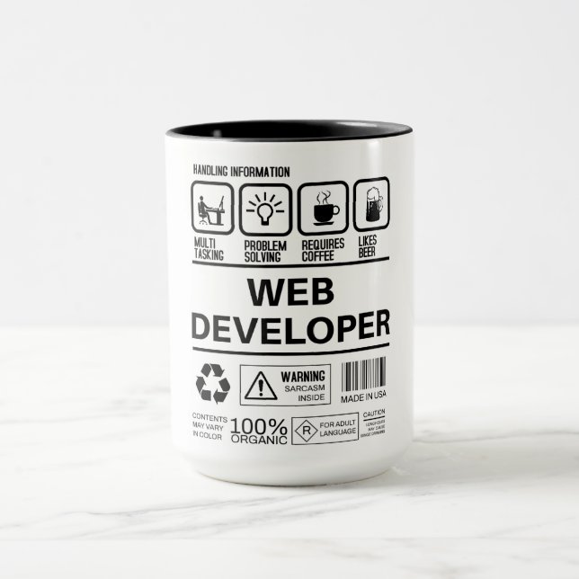 Funny Web Developer Handling Information Tasse (Zentrum)