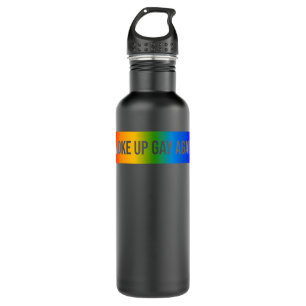 Funny Weckte wieder Gay LGBTQ+ Art Rainbow Gay Pri Edelstahlflasche