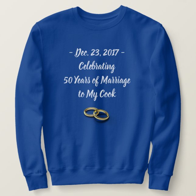 Funny Wedding Anniversary Men's Customizable Blue Sweatshirt (Design vorne)