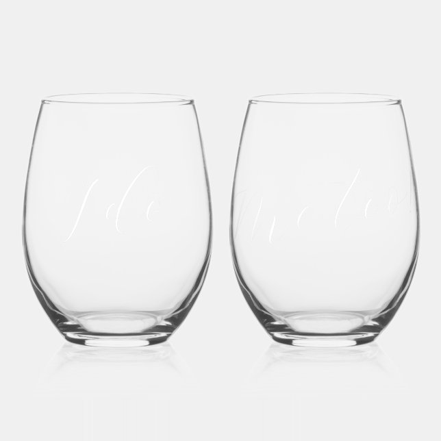 Funny Wedding I Do Matching Set Weinglas Ohne Stiel (Vorderseite)