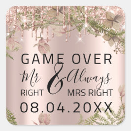 Funny Wedding Mr. Richtig immer Mrs Right Game Ove Quadratischer Aufkleber
