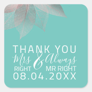 Funny Wedding Mrs Right $ Immer Mr. Right Quadratischer Aufkleber