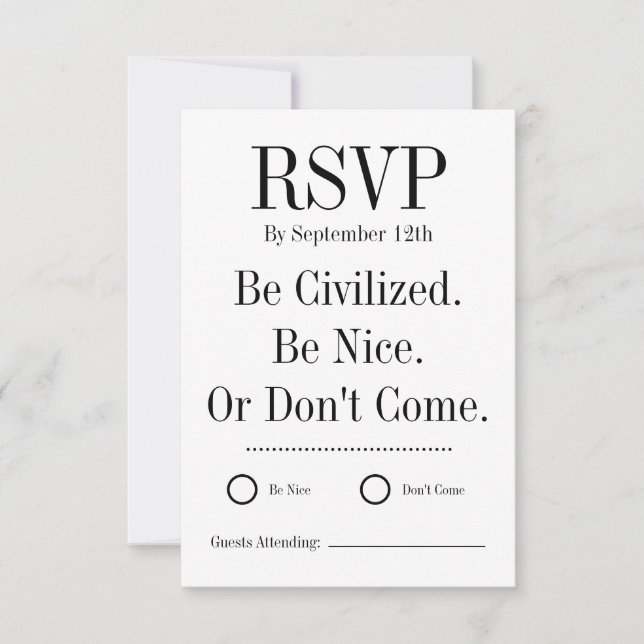Funny Wedding RSVP Card Karte (Vorderseite)
