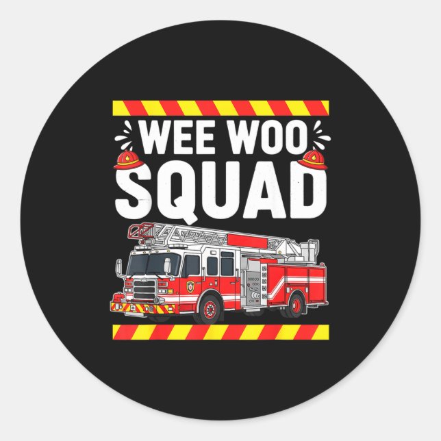 Funny Wee Woo Squad Fire Department Firefighter Fi Runder Aufkleber (Vorderseite)