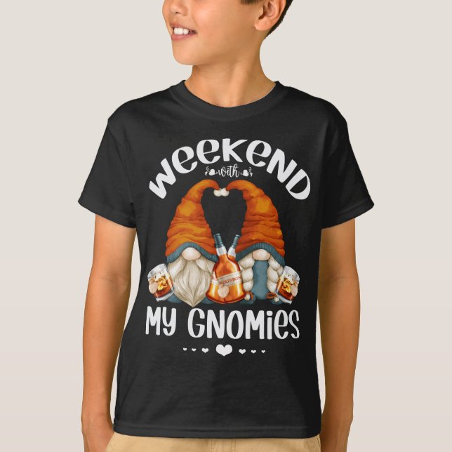 Funny Weekend Gnomes Bourbon Lover Niedliche Gnome T-Shirt (Vorderseite)