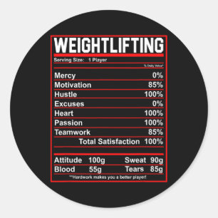 Funny Weightfting Nutrition Facts Bodybuilding Runder Aufkleber