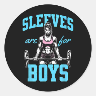 Funny Weightlift Bodybuilding Woman Sleeves Jok Runder Aufkleber