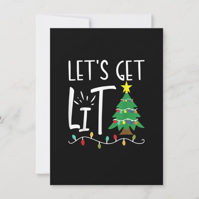 Funny Weihnachten Lichter Lasst uns Weihnachtserwa Einladung (Vorderseite)