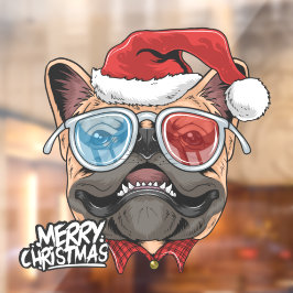 Funny Weihnachten Mops mit Coolen Schatten Fensteraufkleber